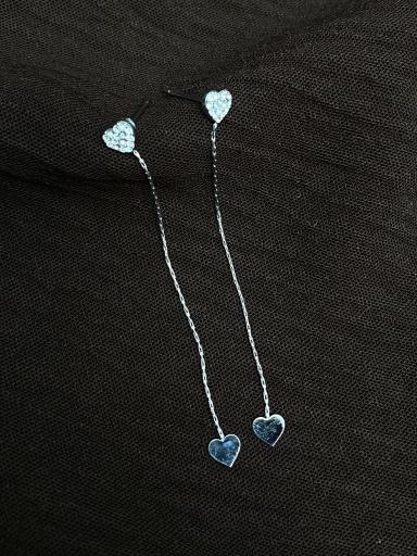 Pendientes largos dorados de corazón con detalle brillante [3]