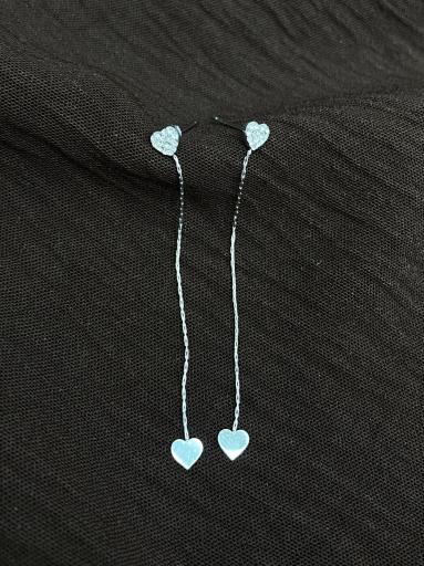 Pendientes largos de corazón en acero dorado y plateado [0]