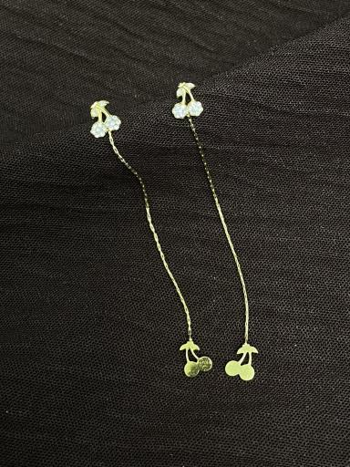 Pendientes largos dorados de cereza con brillo