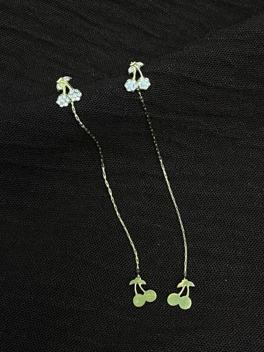 Pendientes de acero dorado con cadena y cerezas [1]