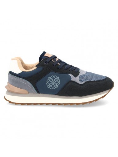 zapatillas deportivas mujer azul marino con detalles beige [2]
