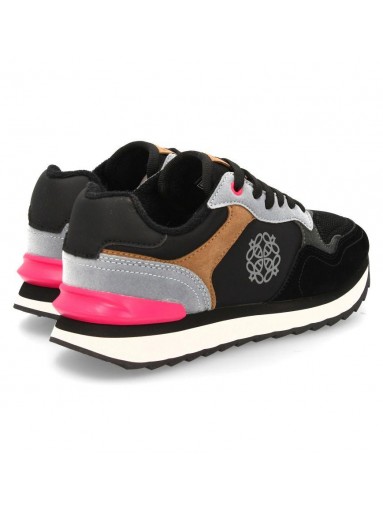 sneakers retro mujer negras cómodas con detalles fucsia [3]