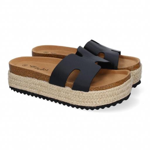 Sandalias plataforma yute negras [2]