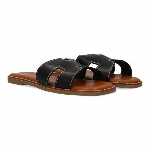 sandalias planas negras  [2]