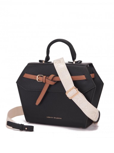 Bolso negro elegante con cierre tipo cinturón y correa ajustable [2]