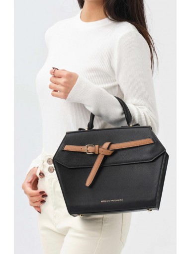 Bolso negro elegante con correa ancha ajustable y asa superior [0]