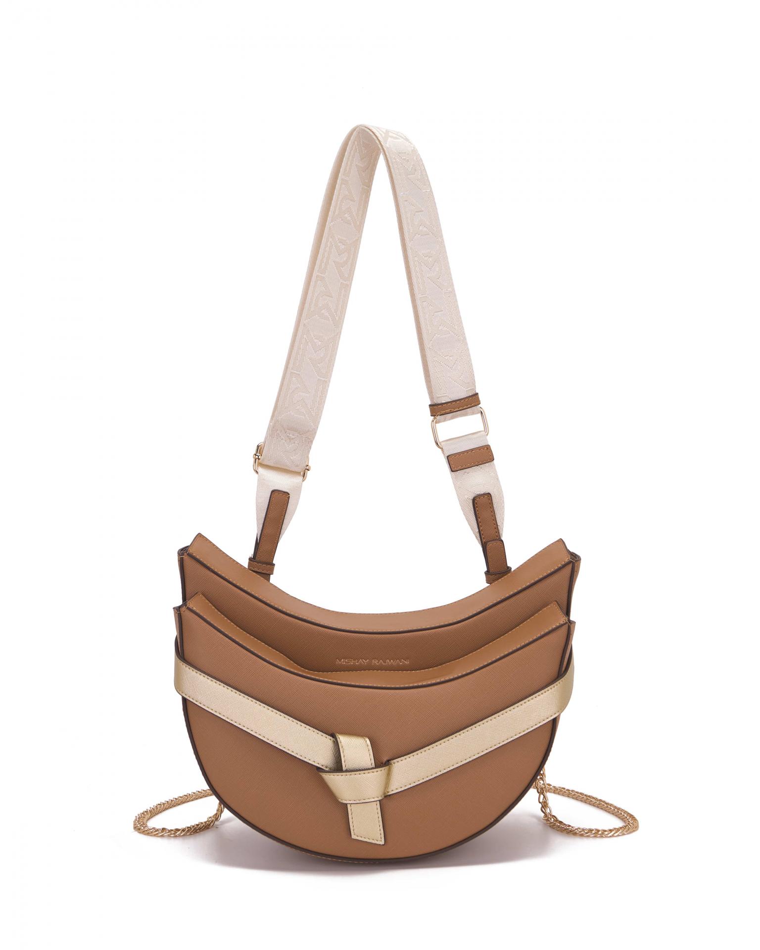 Bolso bandolera camel moderno para looks casual chic