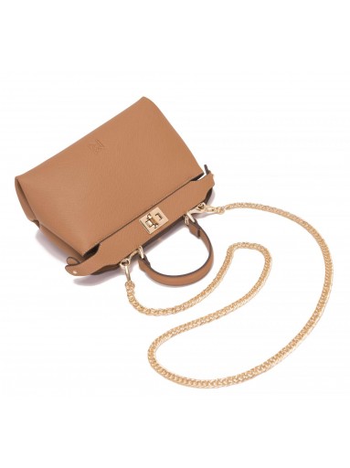 Bolso sostenible camel para mujer con cierre metálico y correa ajustable [2]