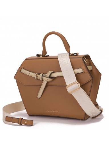 Bolso sostenible color toffee para mujer con diseño geométrico estructurado [2]