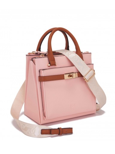 Accesorio de moda ecológico rosa estructurado con asas marrones para looks casual elegantes [1]