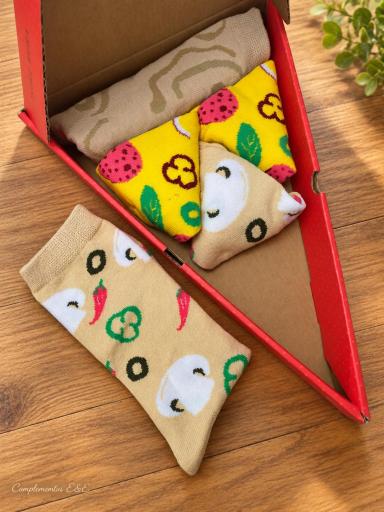 Caja regalo pizza con tres pares de calcetines originales [3]