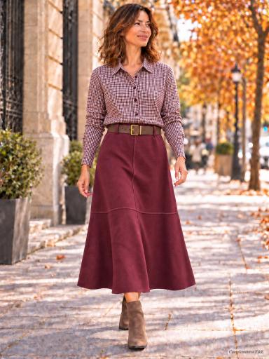 Camisa de cuadros mujer burdeos con botones [3]