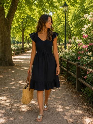 Vestido negro cómodo y fresco para mujer [1]