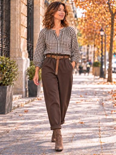 Camisa de cuadros mujer marrón para look casual [2]