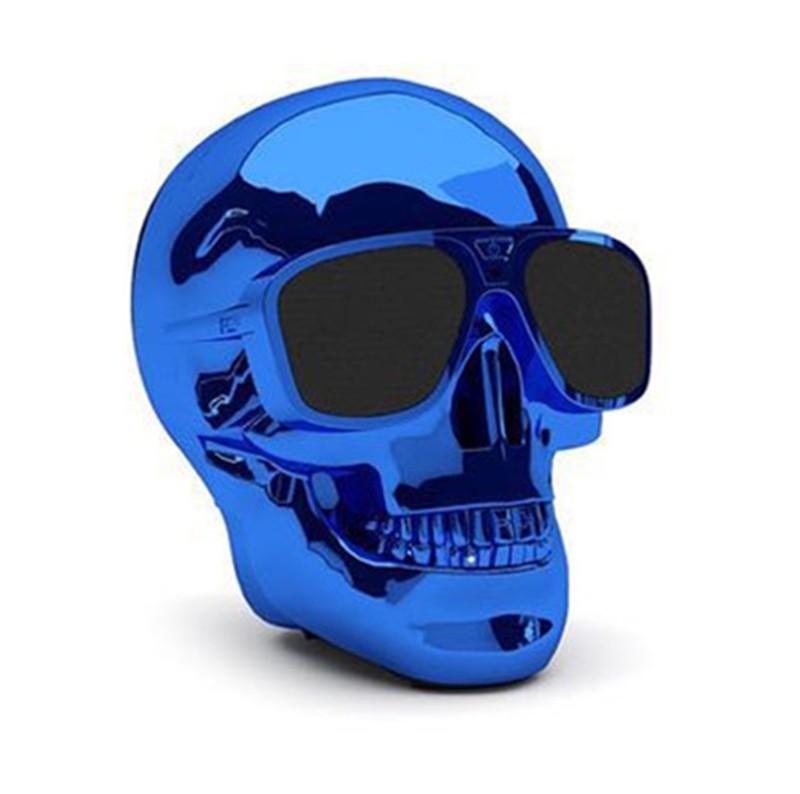 Altavoz inalámbrico con Bluetooth Calavera azul con gafas