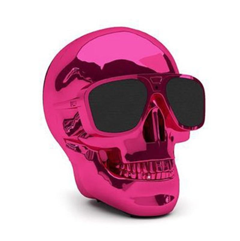 Altavoz inalámbrico con Bluetooth Calavera rosa con gafas