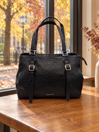 Bolso grande de mujer negro con cierre de cremallera [0]