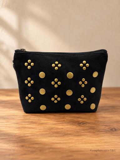 Bolso de mano negro con tachuelas doradas decorativas [2]