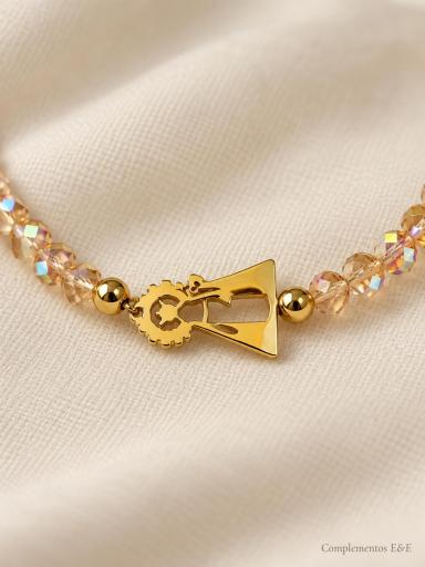 Pulsera elástica de cristal con Virgen dorada [2]