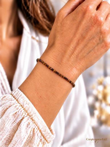 Pulsera ajustable de cristal facetado marrón con tonos tierra [0]