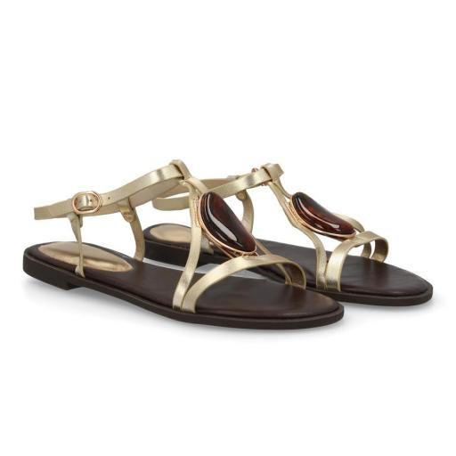 Sandalias doradas mujer tiras finas elegantes
