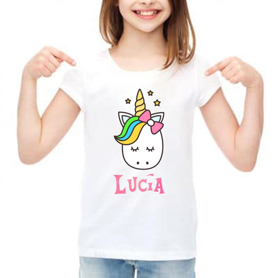camiseta personalizada con nombre niña unicornio