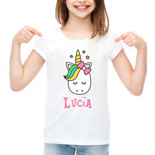 camiseta personalizada con nombre niña unicornio [0]