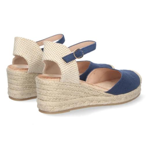 Alpargatas cuña mujer azul bordadas yute [1]