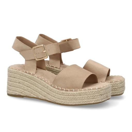 Sandalias cuña mujer beige plataforma yute [1]