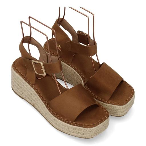 Sandalias cuña mujer camel plataforma yute [2]