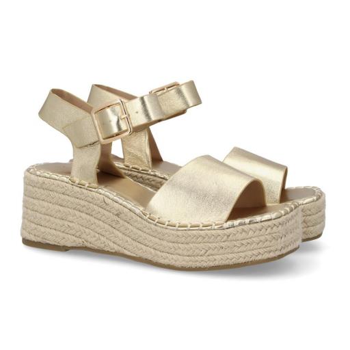 Sandalias doradas mujer plataforma verano [1]