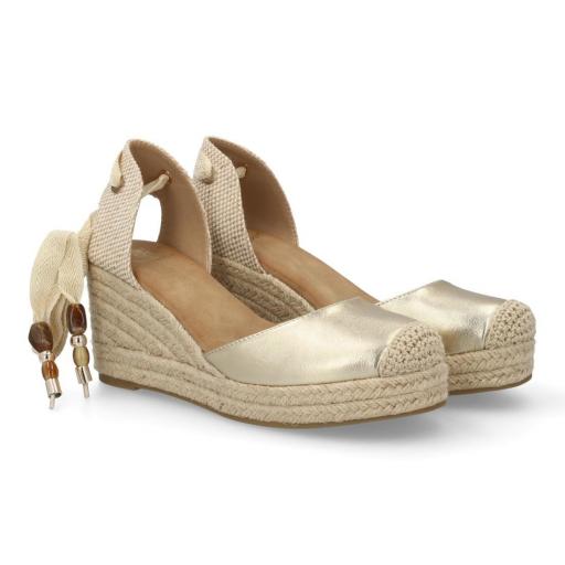 cuñas mujer doradas con lazo elegantes [1]