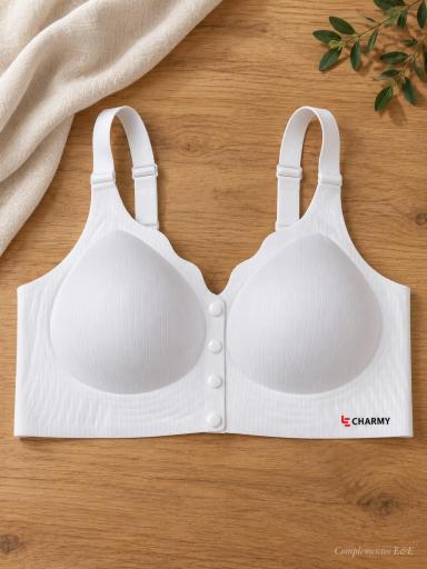 Sujetador blanco sin aros con relleno extraíble talla grande [3]