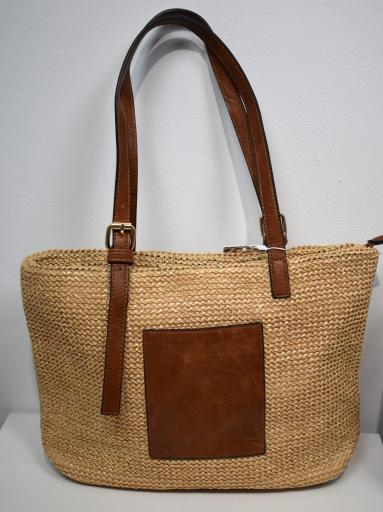 bolso rafia piel