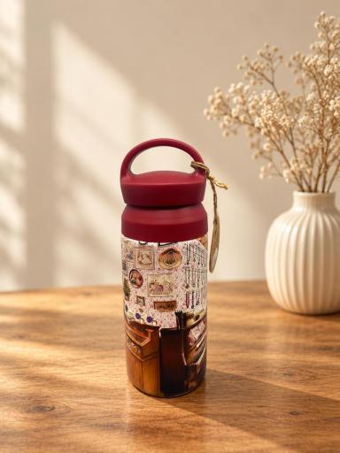 Botella termo 350 ml granate con estampado vintage [2]