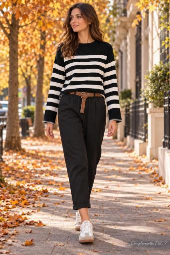 Jersey de rayas negro y blanco para mujer [2]