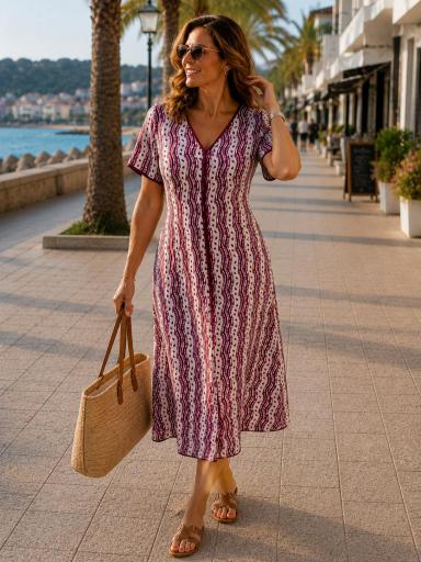Vestido midi estampado con cintura elástica [3]
