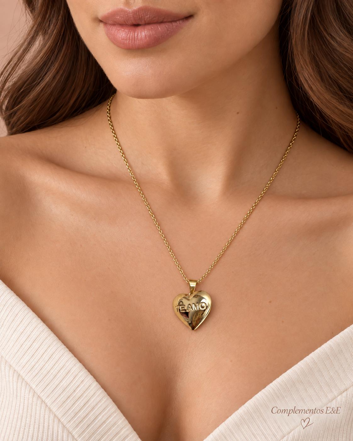 Collar acero corazon te amo