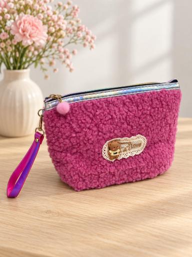 Neceser fucsia efecto borreguito con asa de mano [2]