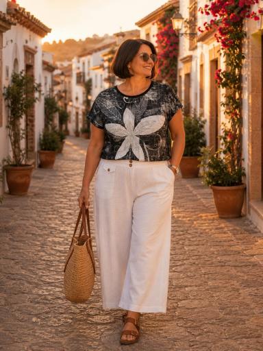 Camiseta cómoda estampada con manga corta [2]