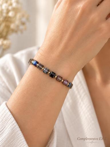Pulsera ajustable de acero con cristales multicolor [0]