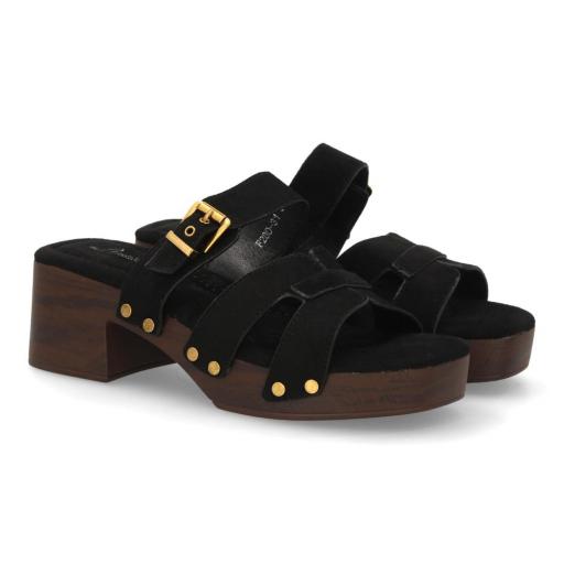 Sandalias mujer negras con hebilla ajustable [1]