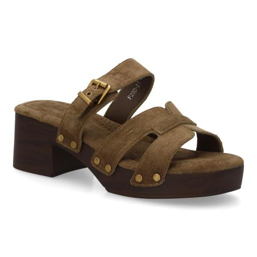 Sandalias plataforma efecto madera mujer cómodas