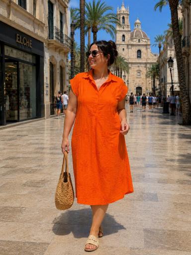Vestido talla grande favorecedor con bordado floral [2]