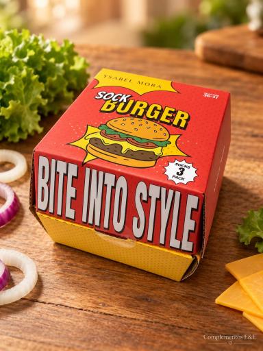 Pack de calcetines hamburguesa divertidos talla 36-41