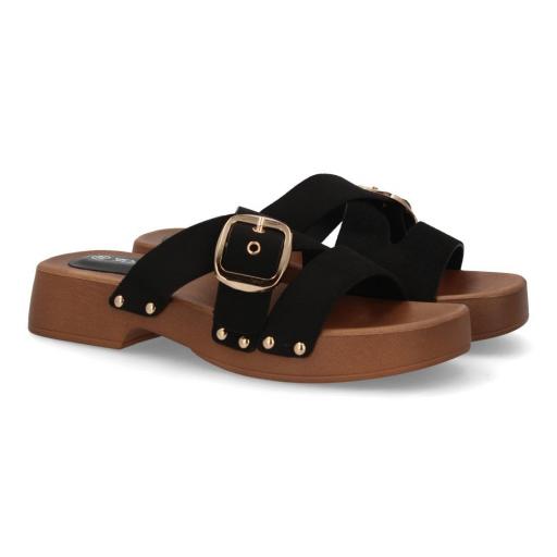 Sandalias mujer negras con tiras cruzadas cómodas [3]