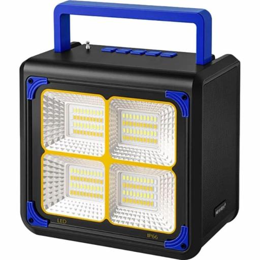 Foco LED Portátil Recargable con Bluetooth, Radio FM y Power Bank [1]