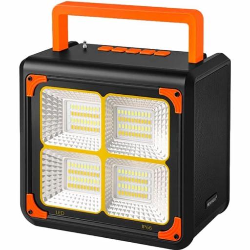 Foco LED Portátil Recargable con Bluetooth, Radio FM y Power Bank [2]