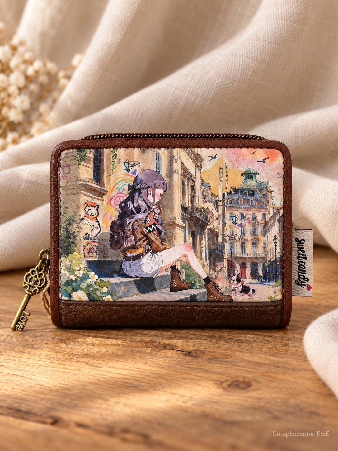 Monedero pequeño Sweet Candy marrón para mujer