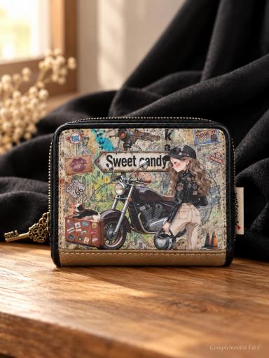 Monedero pequeño Sweet Candy negro para mujer